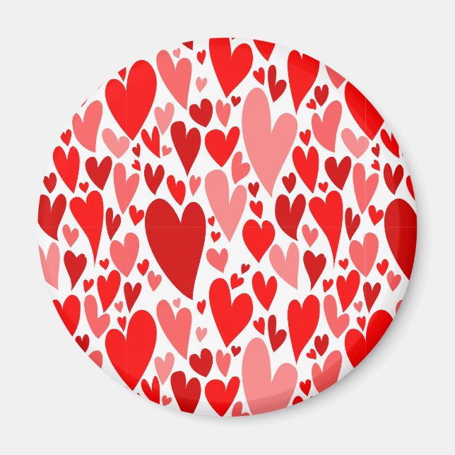 Groovy och Romantic Red Hearts Valentine Day Magnet (Framsidan)