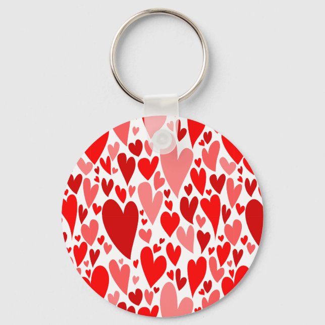 Groovy och Romantic Red Hearts Valentine Day Nyckelring (Framsida)