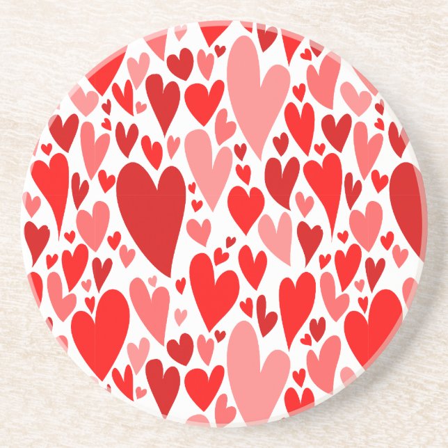 Groovy och Romantic Red Hearts Valentine Day Underlägg Sandsten (Framsidan)