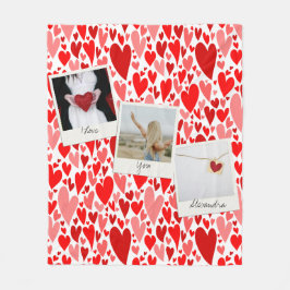 Groovy och Romantic Red Hearts Valentine Photo Fleecefilt
