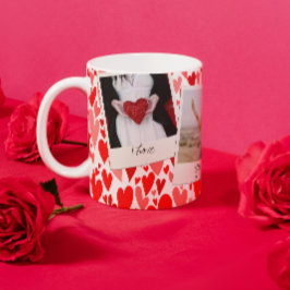 Groovy och Romantic Red Hearts Valentine Photo Kaffemugg