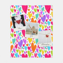 Groovy och Romantic Vibrant Heart Valentine Photo Fleecefilt