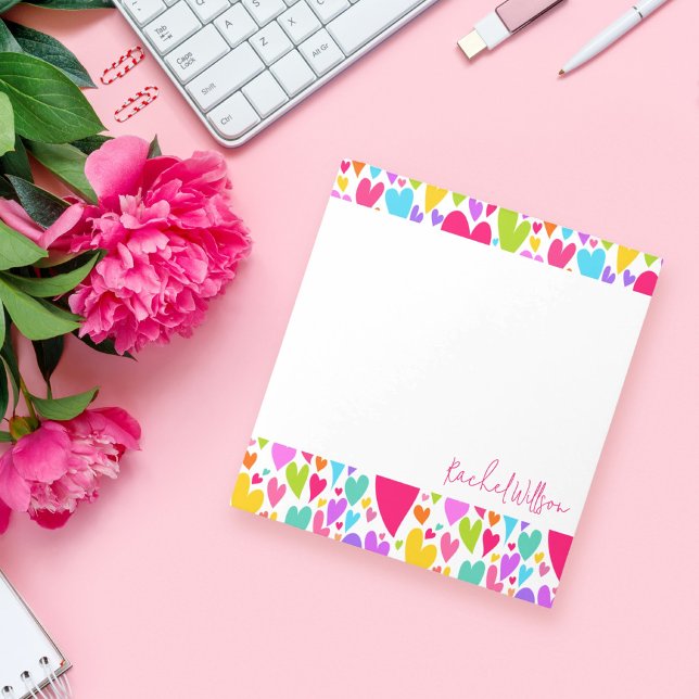 Groovy och Romantiska färgstarka hjärtan Valentine Anteckningsblock (Skapare uppladdad)