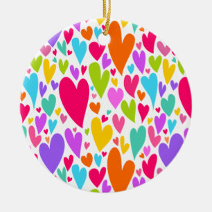 Groovy och Romantiska färgstarka hjärtan Valentine Julgransprydnad Keramik