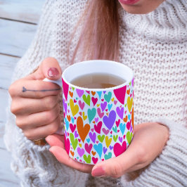 Groovy och Romantiska färgstarka hjärtan Valentine Kaffemugg