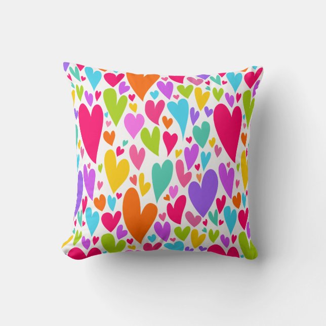 Groovy och Romantiska färgstarka hjärtan Valentine Kudde (Framsida)