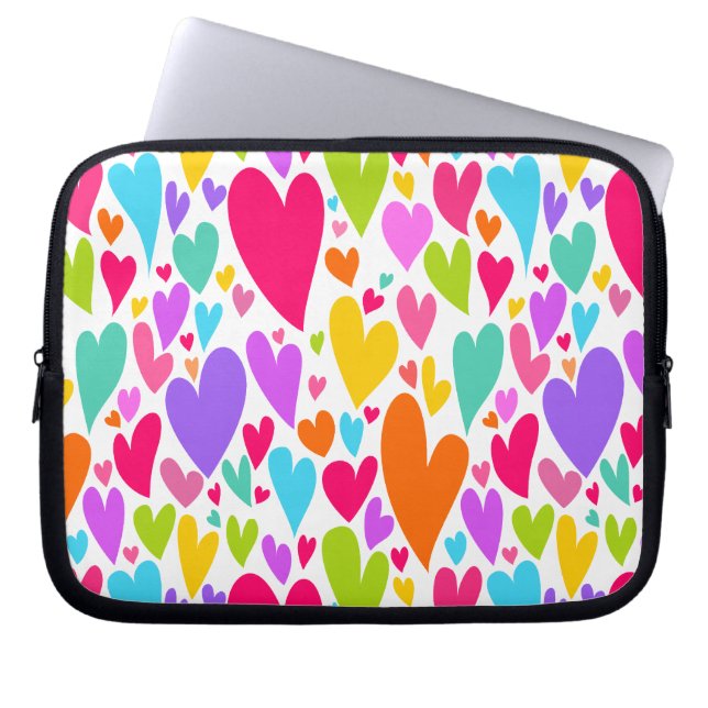 Groovy och Romantiska färgstarka hjärtan Valentine Laptop Sleeve (Framsidan)