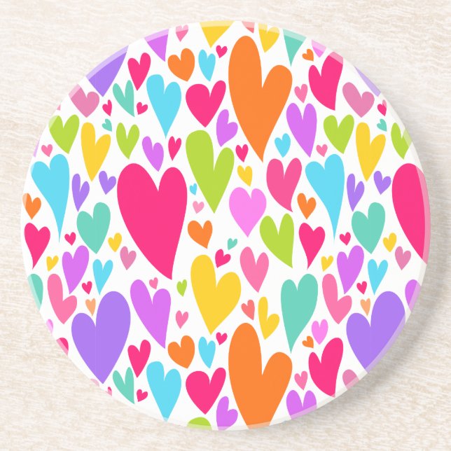 Groovy och Romantiska färgstarka hjärtan Valentine Underlägg Sandsten (Framsidan)