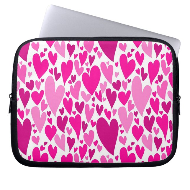Groovy och romsk Rosa Hjärtar Alla hjärtans dag Laptop Sleeve (Framsidan)