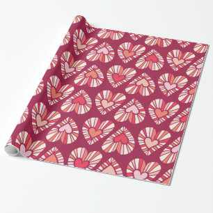 Groovy of the 70's Retro-stil Heart Mönster Presentpapper