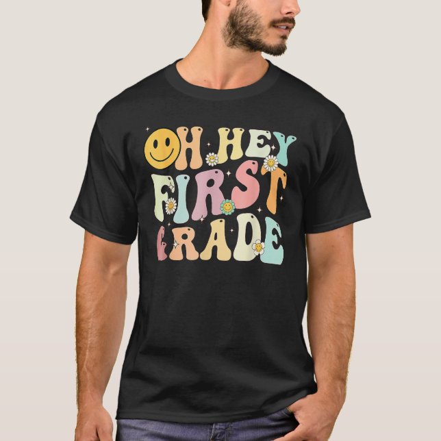 Groovy Oh, 1:e femte Klass Back to school Teach T Shirt (Framsida)