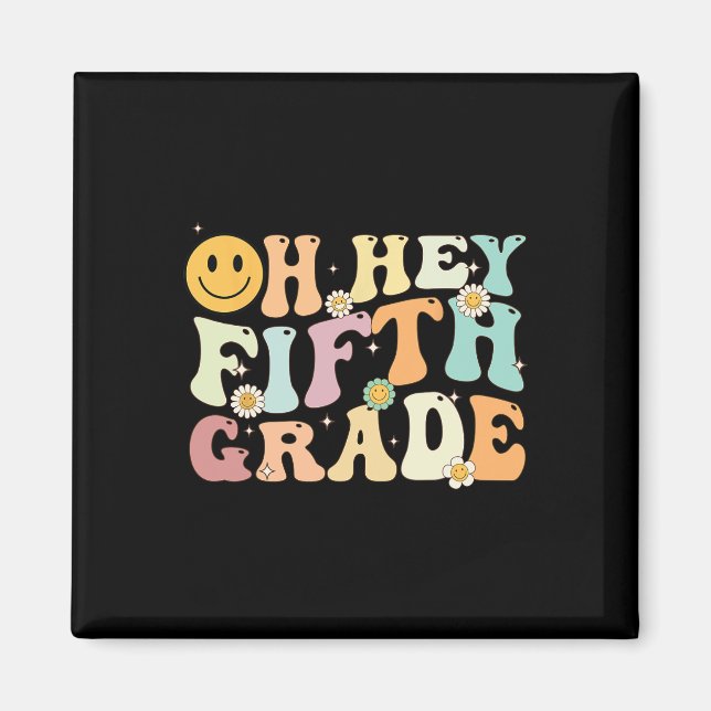 Groovy Oh, 5:e femte Klass Back to school Teach Magnet (Framsidan)