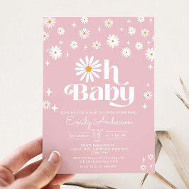 Groovy Oh Baby Daisy Baby Shower Inbjudningar