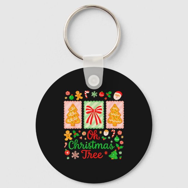 Groovy Oh Christmas Tree Cakes Debbie Becky Jen Ca Nyckelring (Framsida)