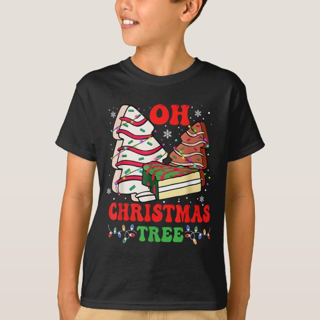 Groovy Oh Christmas Tree Cakes Debbie Becky Jen Ca T Shirt (Framsida)