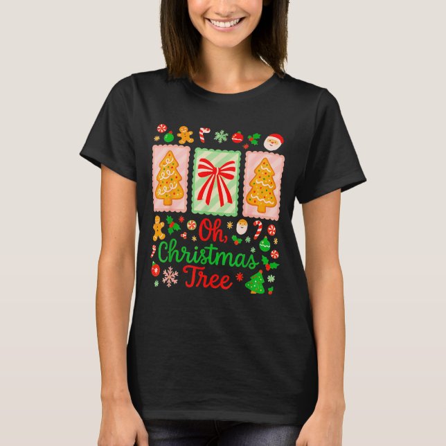 Groovy Oh Christmas Tree Cakes Debbie Becky Jen Ca T Shirt (Framsida)