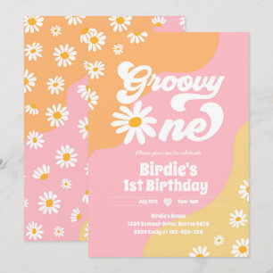 Groovy One 1:a födelsedag Party Boho Blommigt Dais Inbjudningar