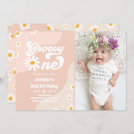 Groovy One 1:a födelsedag Party Boho Blommigt Dais Inbjudningar