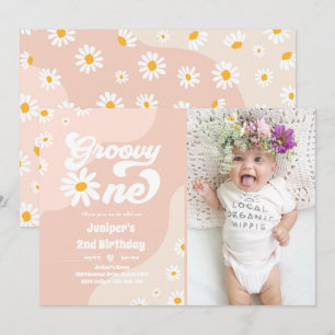 Groovy One 1:a födelsedag Party Boho Blommigt Dais Inbjudningar