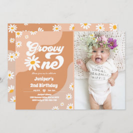 Groovy One 1:a födelsedag Party Boho Blommigt Dais Inbjudningar