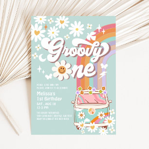 Groovy ONE 1-års inbjudan Hippie 1-årsdag