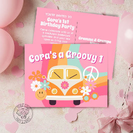 Groovy One 1-årsdag Inbjudan Vykort