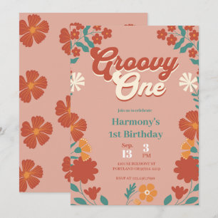 Groovy One 1st Birthday Party Boho Hippy Vibes Inv Inbjudningar