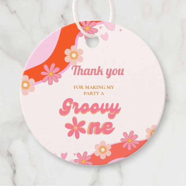 Groovy One 1st Birthday Party Boho Retro Daisy Gåvor Etiketter (Framsida)