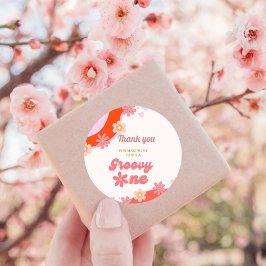 Groovy One 1st Birthday Party Boho Retro Daisy Runt Klistermärke