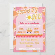 Groovy One Birthday-inbjudan