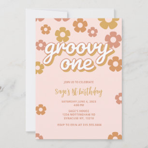 Groovy One Boho Daisy Första födelsedagsinbjudan Inbjudningar