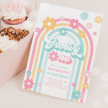 Groovy One Boho Daisy Rainbow 1 Birthday Party