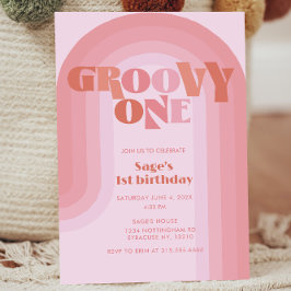 Groovy One Boho Rainbow 1:a födelsedagsinbjudan Inbjudningar