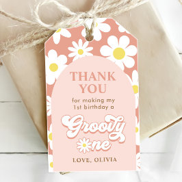 Groovy One Boho Retro Daisy 1:a födelsedagen Party Presentetikett