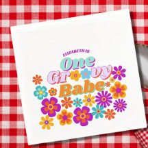 Groovy One Colorful Retro Blommigt Birthday