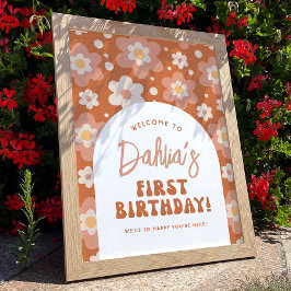 Groovy One Daisy 1-årsfest välkomstskylt Poster