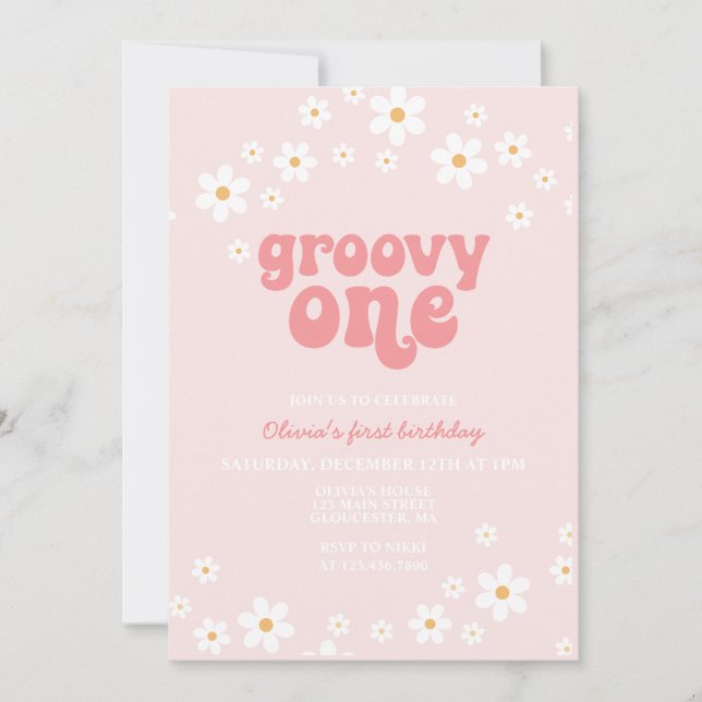 Groovy One daisy boho blommig första födelsedag Inbjudningar (Framsida)
