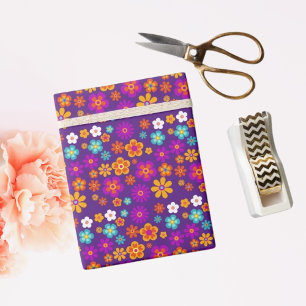 Groovy One Färgglad Retro Blommig Födelsedag Presentpapper