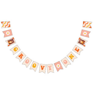 Groovy One First Birthday Photo Banner Vimplar