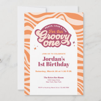 Groovy One - First Birthday Retro Boho Invitation  Inbjudningar