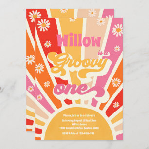 Groovy One Hippie 1:a födelsedag Sunshine Daisy Inbjudningar