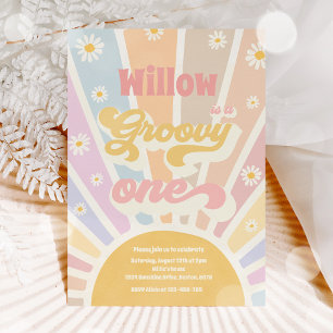 Groovy One Hippie 1:a födelsedag Sunshine Daisy Inbjudningar