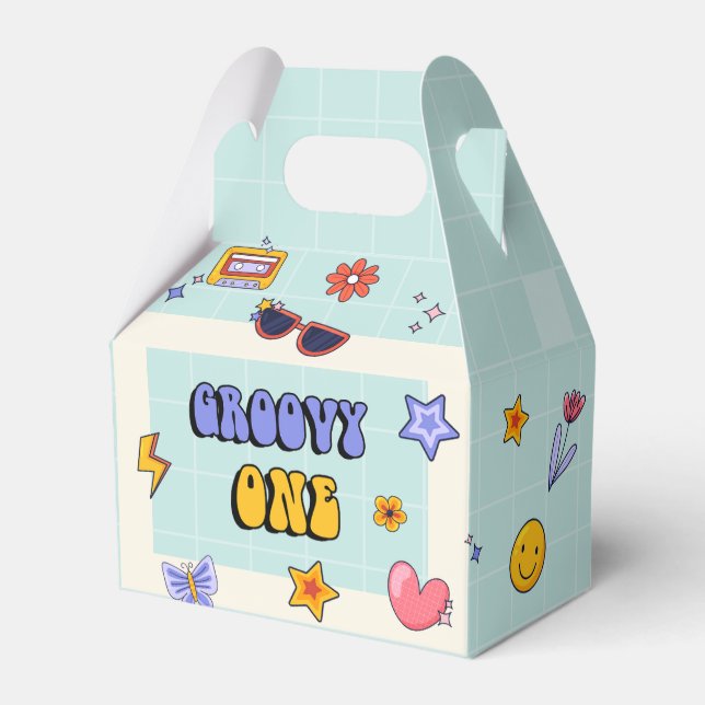 Groovy One Hippie Retro Födelsedagsfest Presentaskar (Framsidan Sidan)