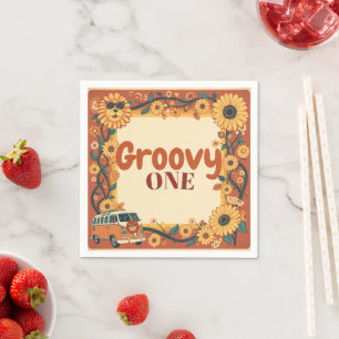 Groovy One Lion Födelsedag Retro 70-Tal Första Föd Pappersservett