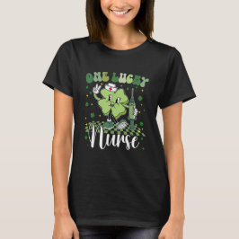 Groovy One Lucky Nurse Shamrock St patricks day T Shirt