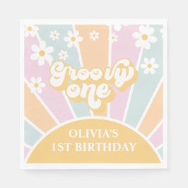Groovy One pastel Retro Sunshine daisy boho Pappersservett