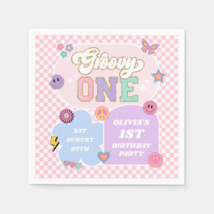 Groovy One Preppy Patch 1:a födelsedagen Party Pappersservett