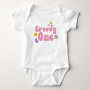 Groovy One Retro 70:s första födelsedag Baby T Shirt