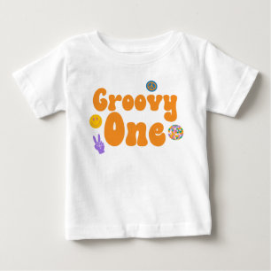 Groovy One Retro 70-talet 1-årsdag Orange  T Shirt
