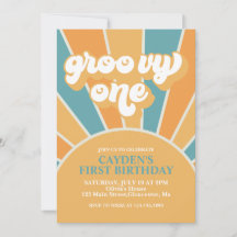 Groovy One Retro Boy Första födelsedag